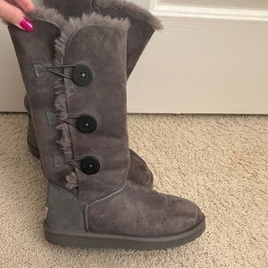 UGG Women's Charcoal Suede Button Boots